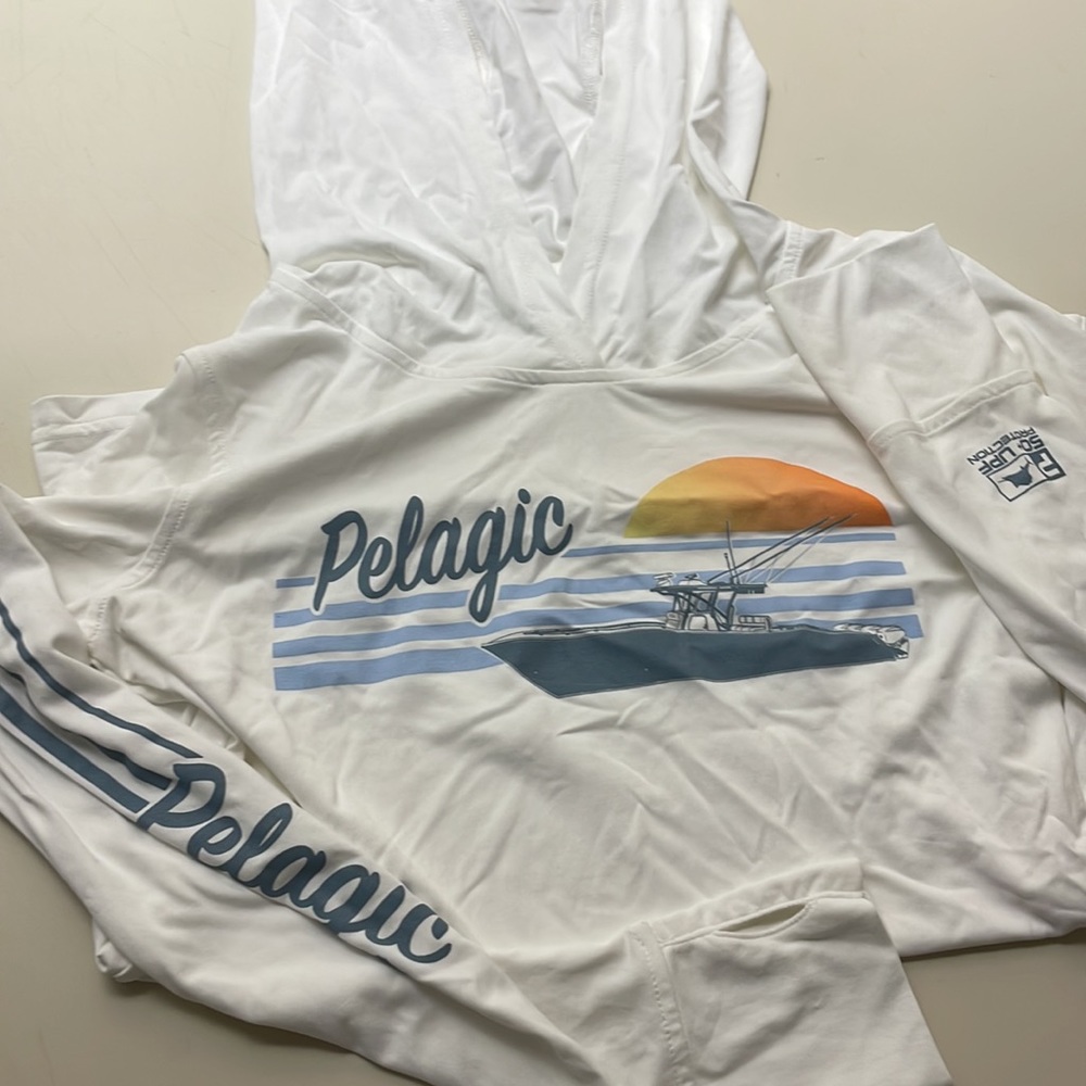 Pelagic Aqua Tek long sleeve sun / fishing shirt hoodie size small